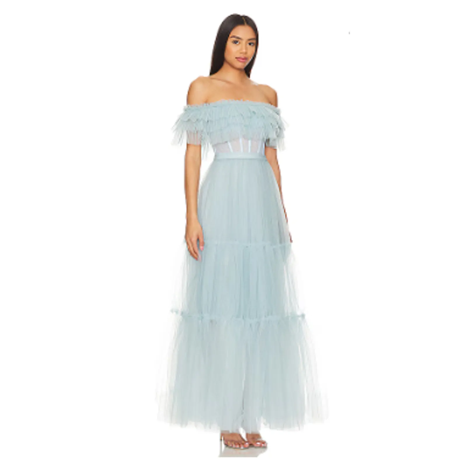 BCBGMAXAZRIA Off‎ Shoulder Tiered Gown - Image 4