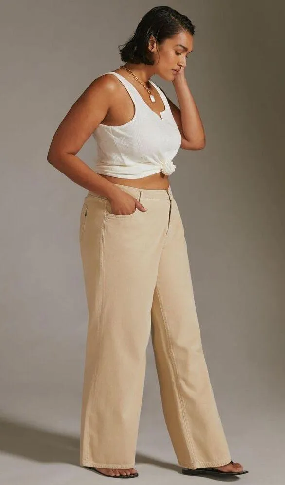 Anthropologie Pilcro The Annie Wide Leg Jeans Size 20W NWT Natural Khaki - Image 2