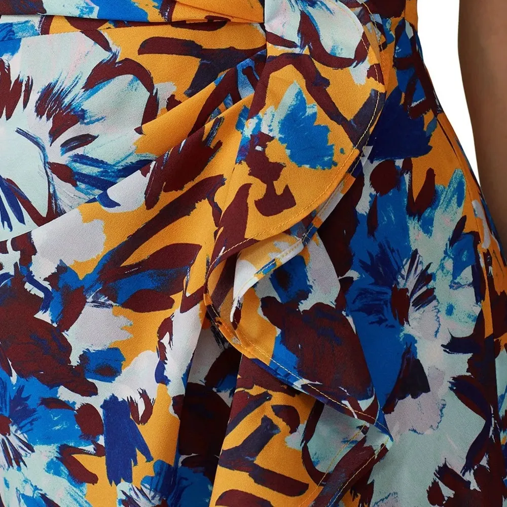 Prabal Gurung Floral Side Ruffle Dress Rent the runway preloved 6 $395 Orange - Image 5