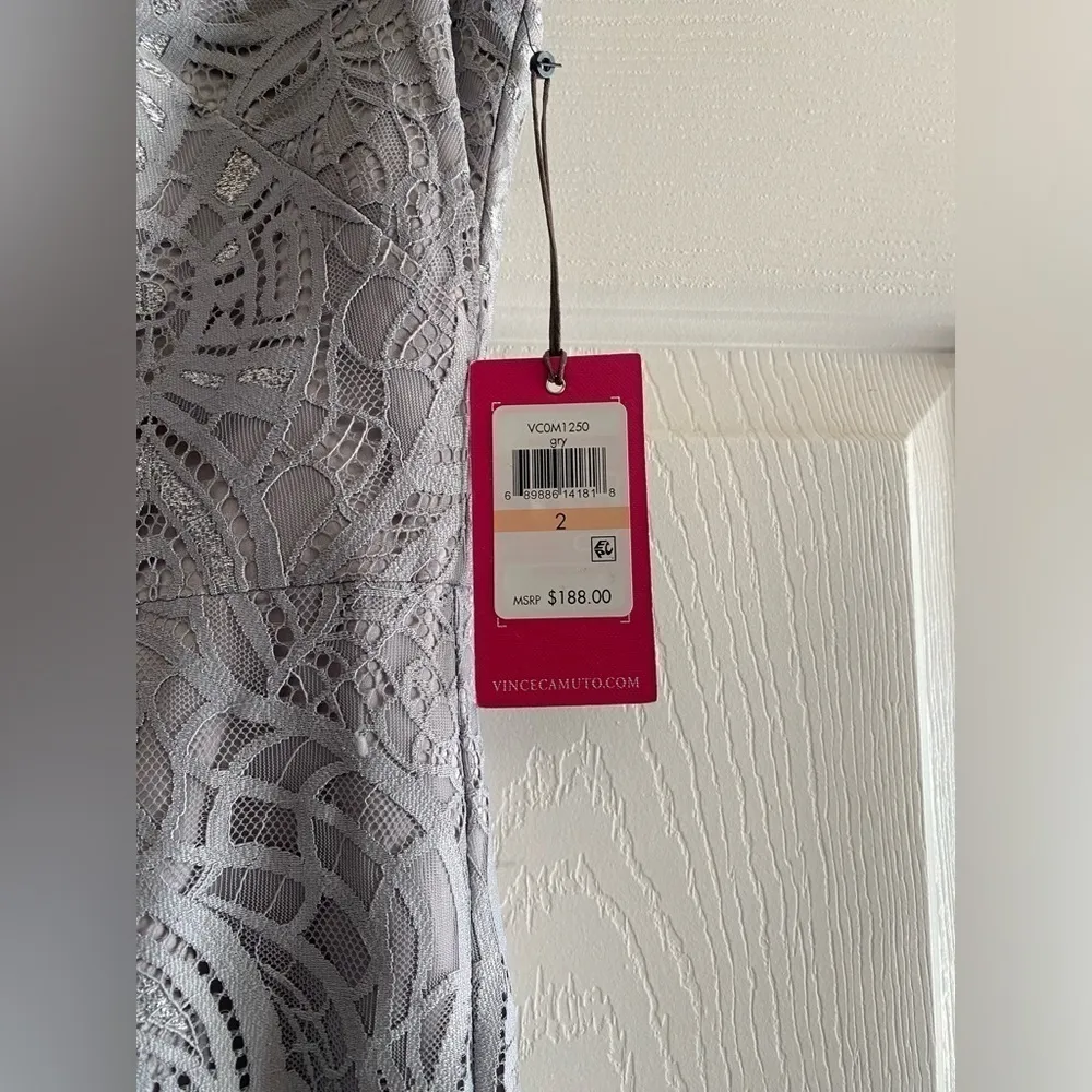 NWT Vince Camuto Grey Lace Dress Size 2 - Image 7