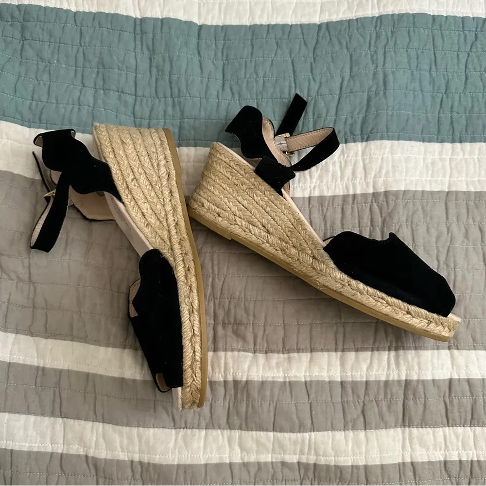 Eric Michael Lupa Sandal Espadrille Wedge Black Leather 9 40 - Image 5