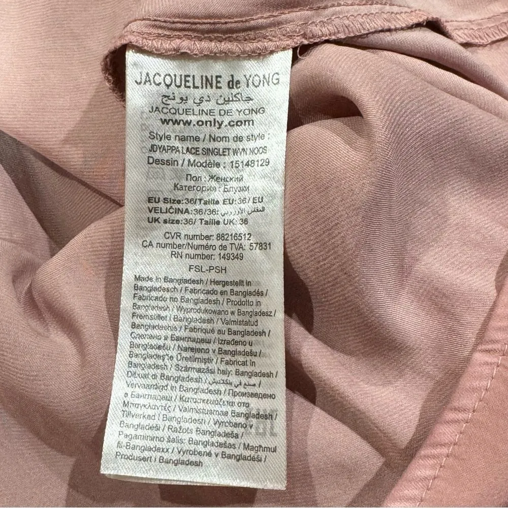 Jacqueline De Yong JDY Pink Silk Cami Tank Top Women’s Medium (36) - Image 4