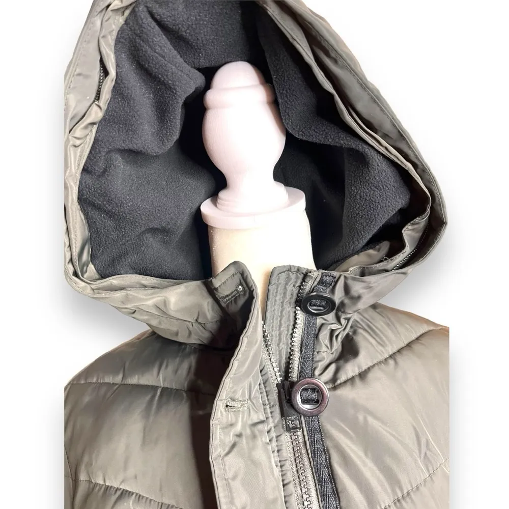 Girls Green Diesel Hooded Puffer Coat Size 12 - Image 6