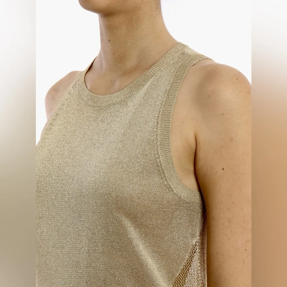 Michael Kors Knotted shimmer gold blouse tank Size XS - Image 2