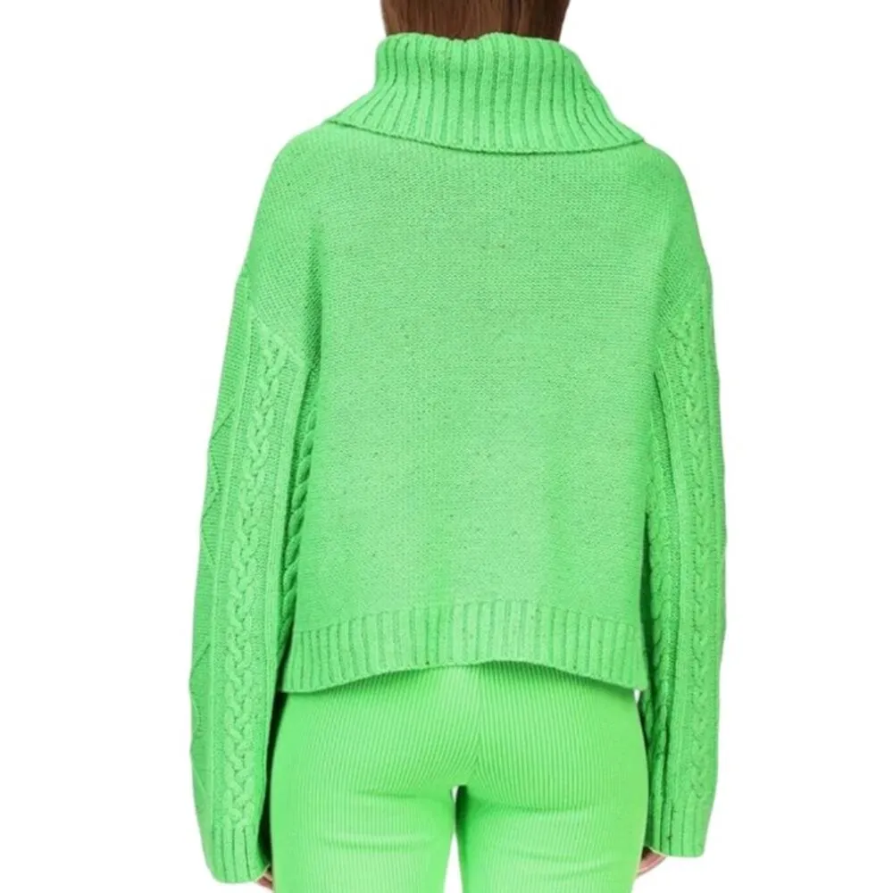 Sanctuary Mod Cable Sweater - Electric Green Size L - Image 2