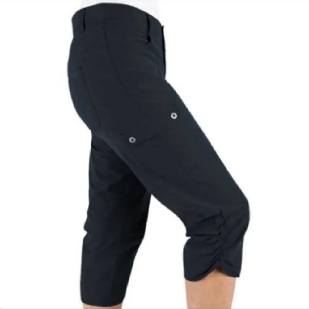 Woolrich Outdoor Hiking Cargo Crop Pants Sz 8 Ruched Army Green Cotton - Image 3