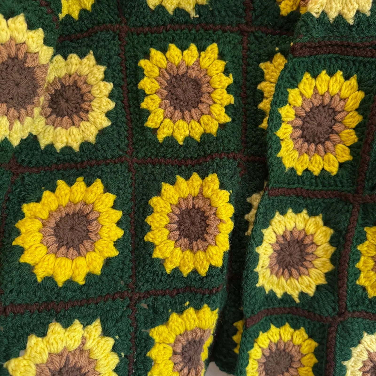 Handmade Crochet Sunflower Cardigan Sweater Boho Festival Cottagecore Vintage - Image 7