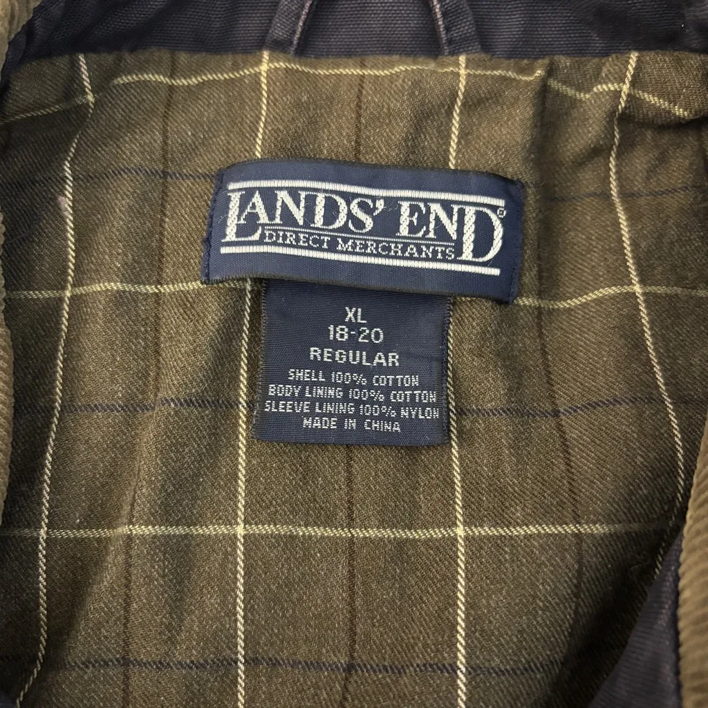 Lands’ End Canvas Button Front Barn Chore Jacket Corduroy Collar Vintage - Image 3