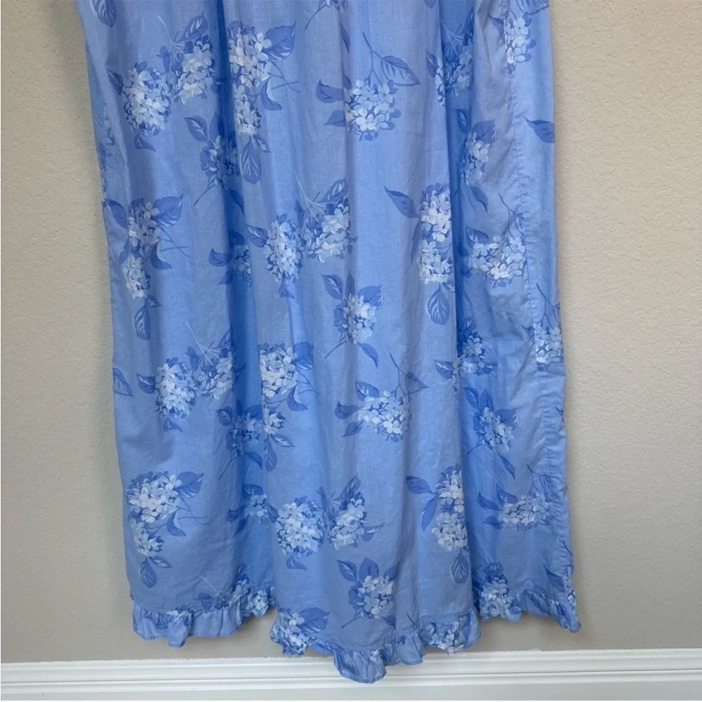Eileen West Blue Hydrangea Woven Cotton Nightgown S Blue - Image 8