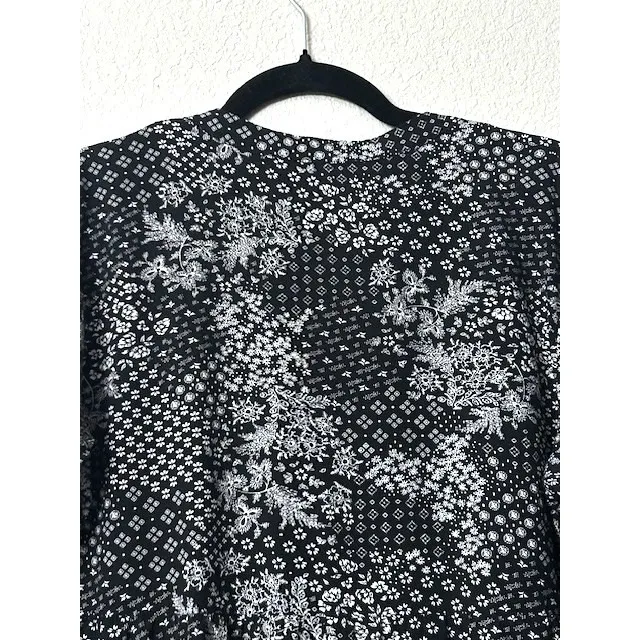 Old Navy Womens Tunic Dress Size L Black Floral Print Long Sleeve Flowy Romantic - Image 12