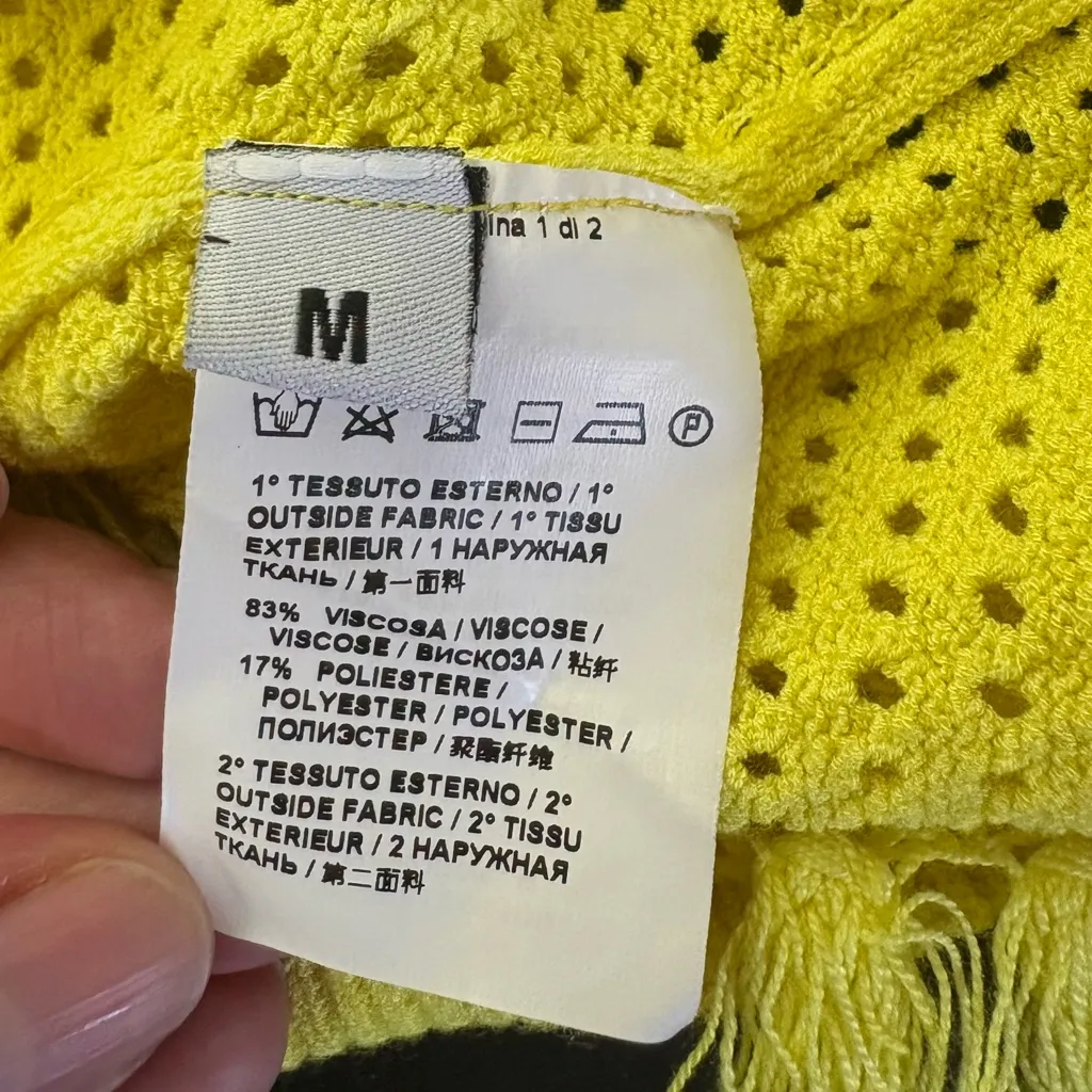 PINKO Yellow Crochet Fringe Tank Top Size M - Image 6