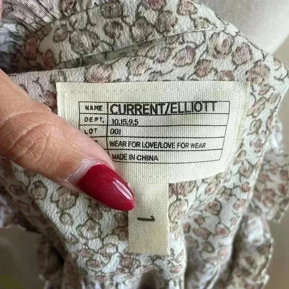 Current/Elliott CURRENT\ELLIOT SUBTLE‎ FLOWER PATTERN TOP IN BEIGE SIZE SMALL - Image 7