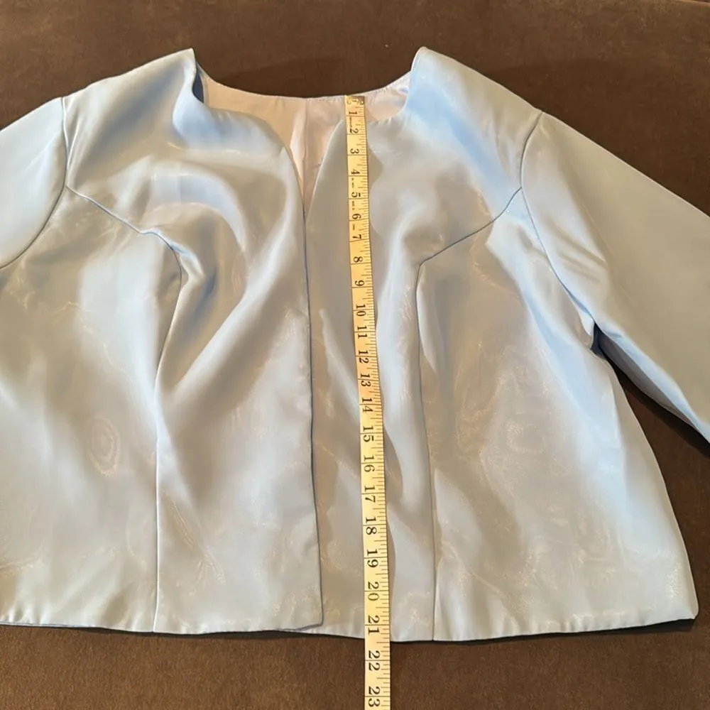 Women’s Pale Blue Chiffon & Lace Dress Matching Jacket Size XXL (20/22) - Image 14