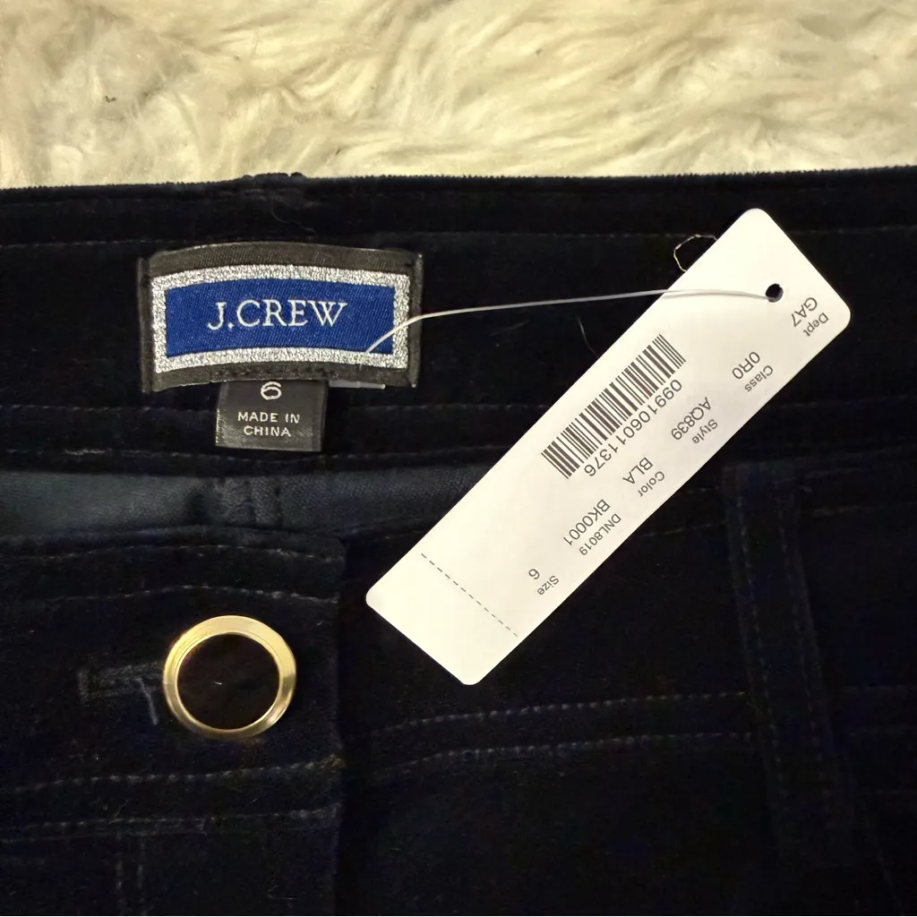 J.Crew Straight Leg Velvet Pants Black Size 6 NWT Style AQ839 - Image 6