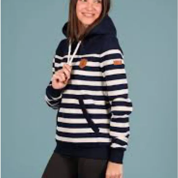 Striped Blue and White Hoodie - Image 12