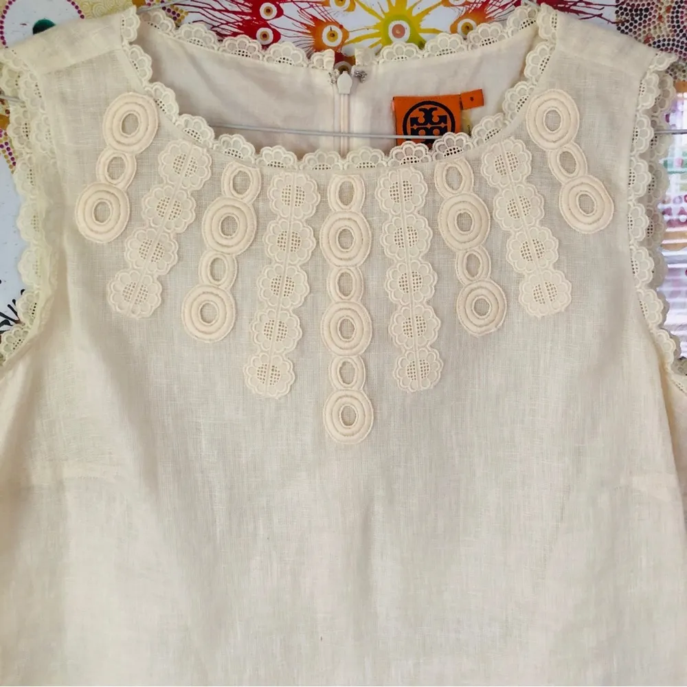 Tory Burch Linen Ivory Sleeveless Blouse 8 - Image 2