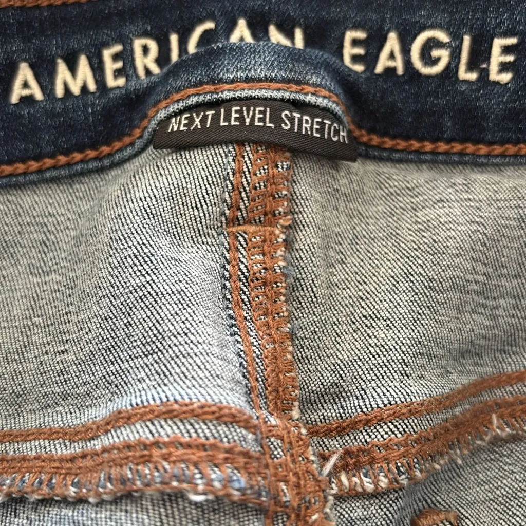 American Eagle AEO NLS Low Rise Flare Jean Size 10L 29.5X32 Dark Wash Stretch - Image 5