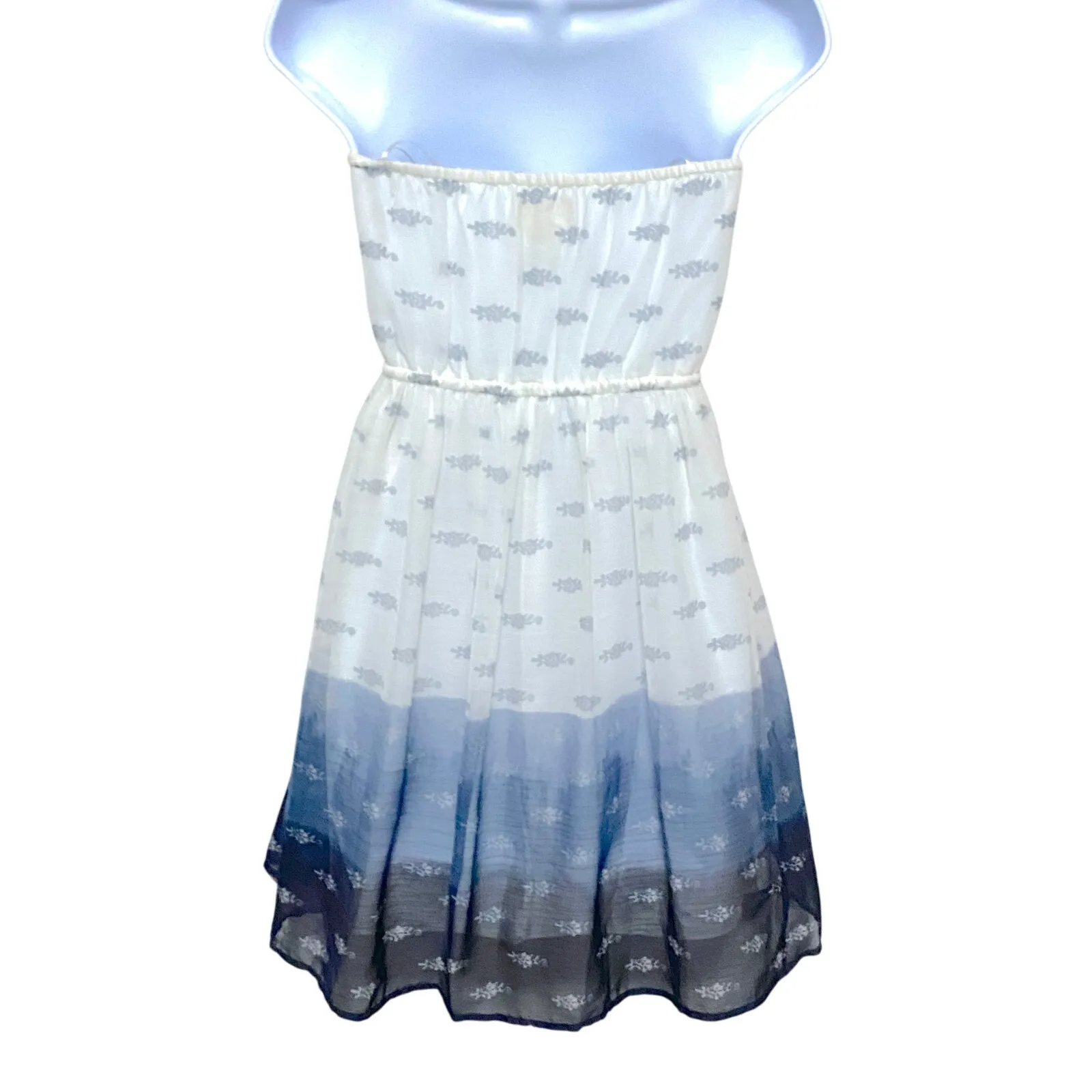 Mudd Blue Ombre Tube Dress S Boho Cottagecore Crochet Sheer Lined Feminine Y2K - Image 2