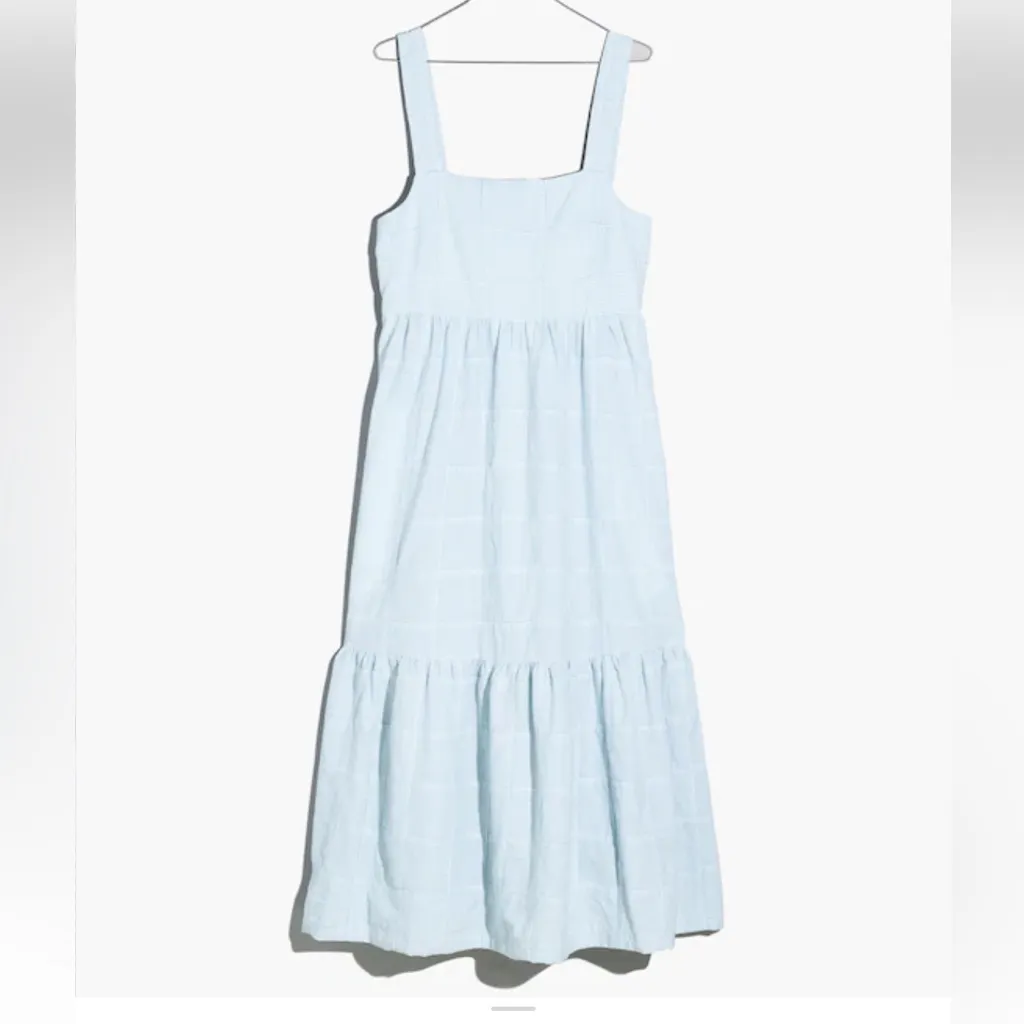 MADEWELL Cicely Tiered Midi Dress in Patchwork Blue Sleeveless Womens Size 6 - Image 2