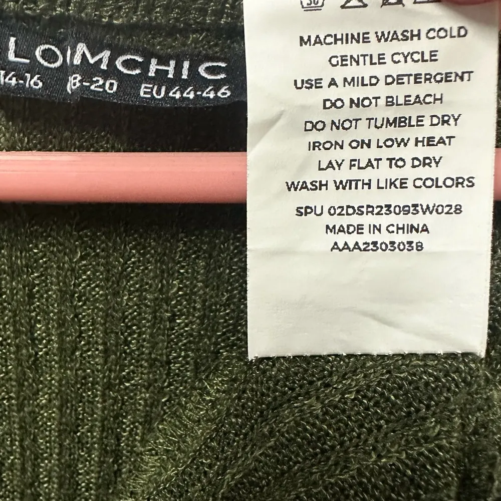 Bloomchic Ribbed Knit V Neck Long Sleeve Green Pocket Midi Dress Womens 14 16 - Image 11