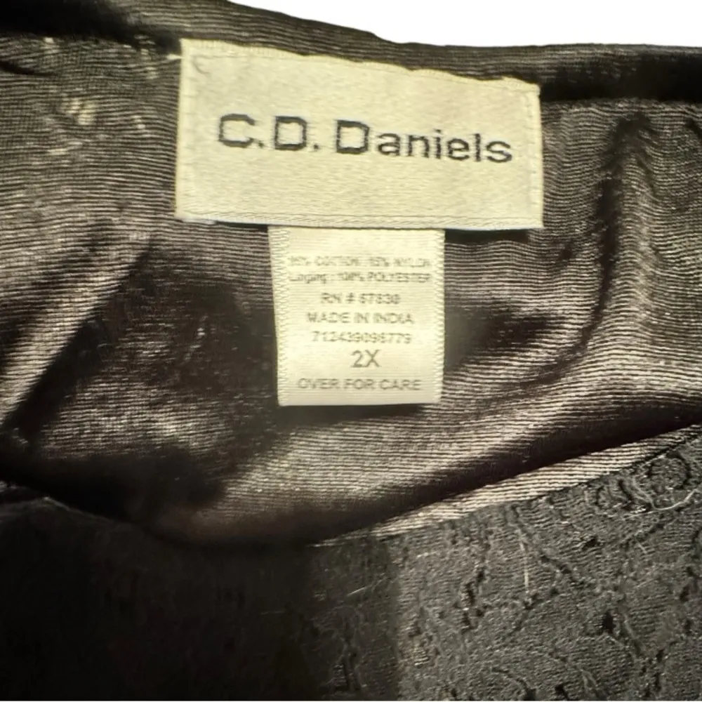 Vintage C.D. Daniels Black Lace Top Size 2X - Image 5