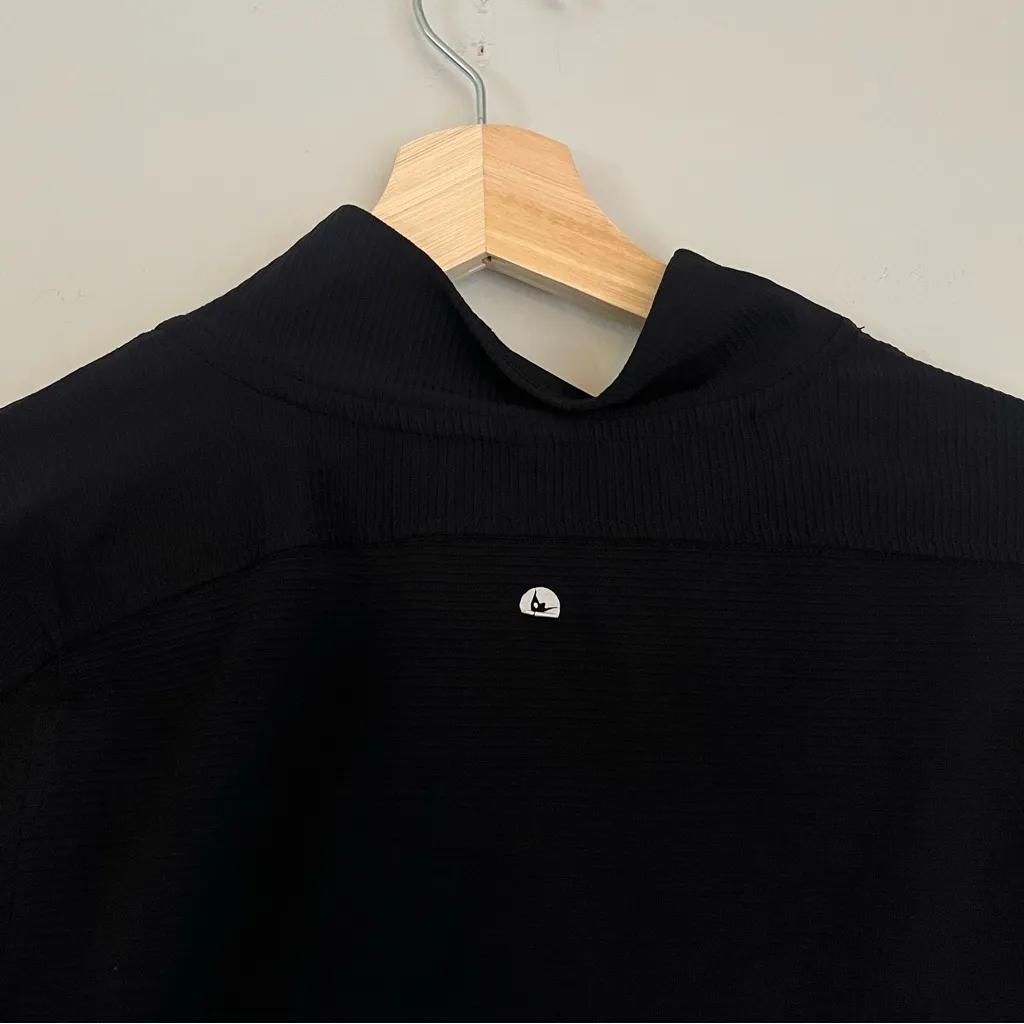 90 Degree Womens Interlink Ribbed Half Zip Long Sleeve Crop Top Jacket Medium Black - Image 6