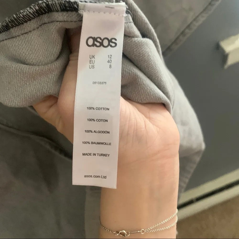 ASOS gray denim lace up ruffle shift dress - Image 8