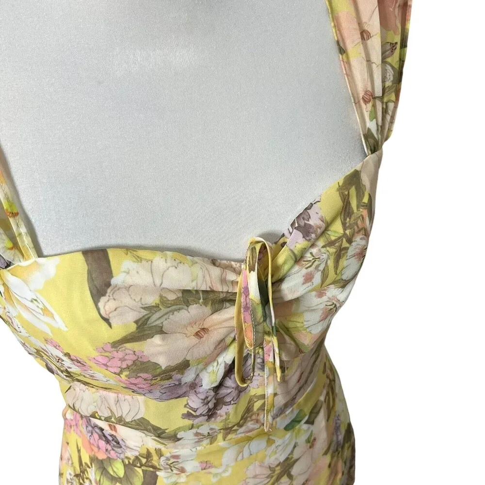 Yumi Kim Ariana Midi Floral Dress Garden Light Lemon Yellow Women’s Size Small S - Image 10