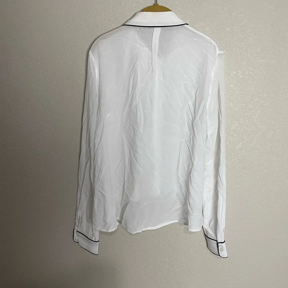 Zac Zac Posen White Button Down Shirt Black Piping - Image 7