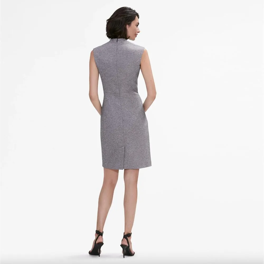 mm lafleur aditi 2.0 wool shift v neck dress gray escher houndstooth - Image 10