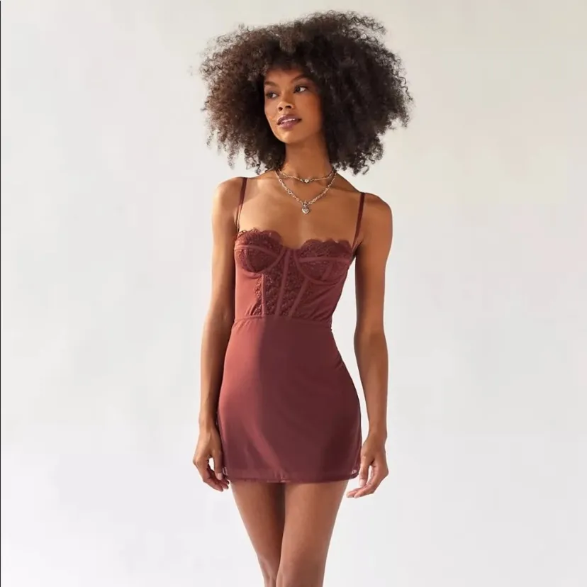 $88 NWOT urban outfitters brown corset mini dress - Image 3