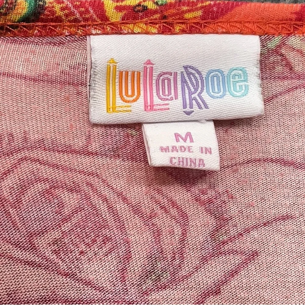 LuLaRoe Irma High Low Oversized Tunic Blouse Size Medium Red Floral Rose Paisley - Image 4