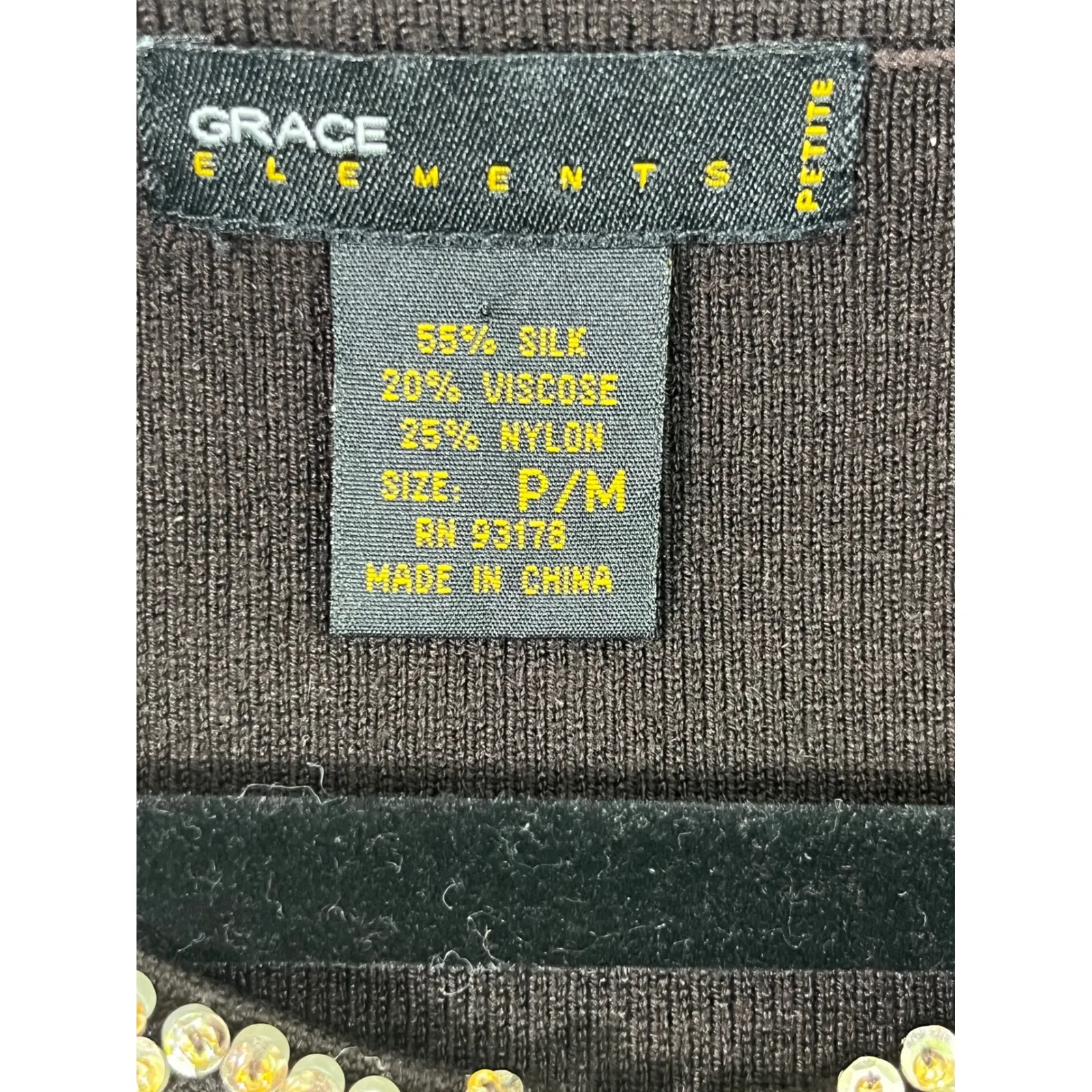 Grace Elements  Silk Blend Embellished Pearl Beaded Cardigan Sweater Brown P/M - Image 8