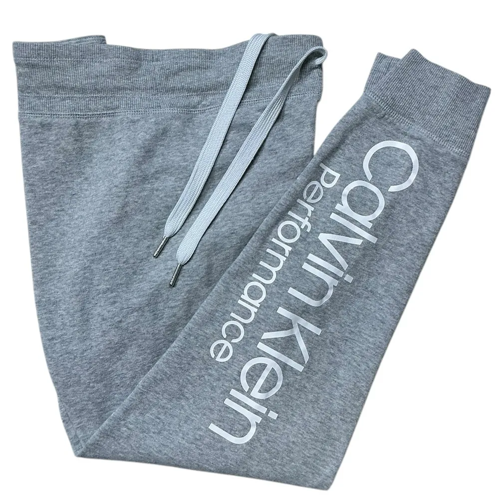 Calvin Klein Joggers Womens Logo Sweatpants Sleeper Pant Drawstring Gray Small - Image 16