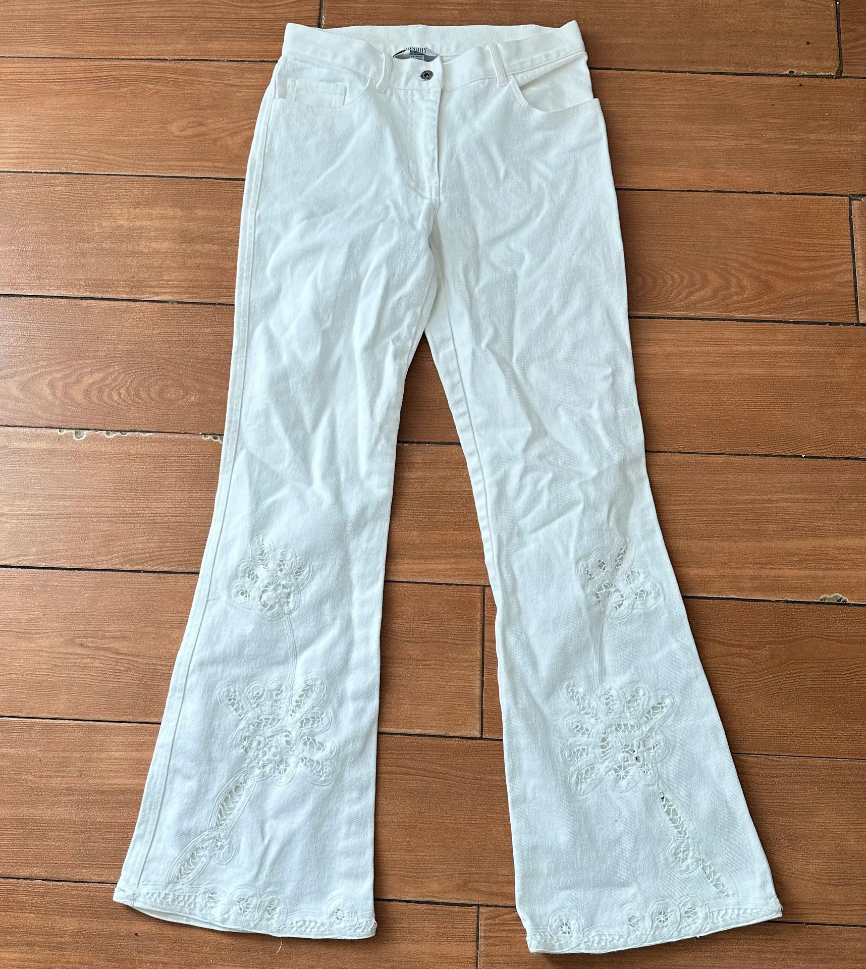 VTG  Womens Jeans Sz 4 denim White Bootcut - Image 2