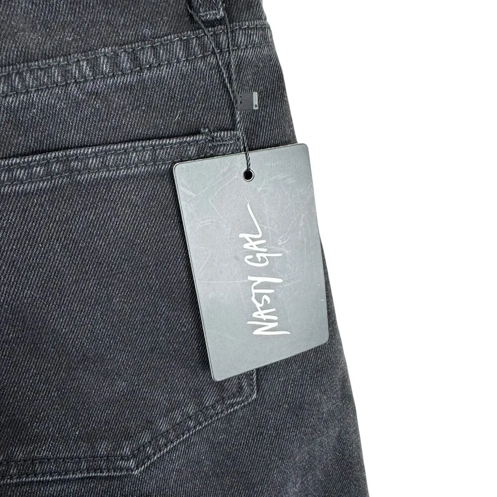 Nasty Gal NWT Black High Rise Straight Leg Ankle Fit Cotton Jeans Pockets Size 8 - Image 5