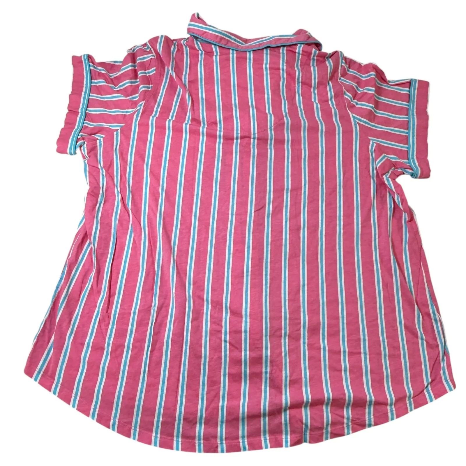 Polo Ralph Lauren Women's Pajama Set Hot Pink Blue Stripes 1X Cotton Sleepwear - Image 16