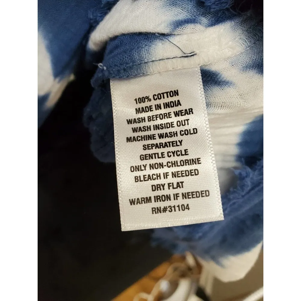 True Craft Women Blue & White Cotton Square Neck Long Sleeve Top Blouse Size XS - Image 11