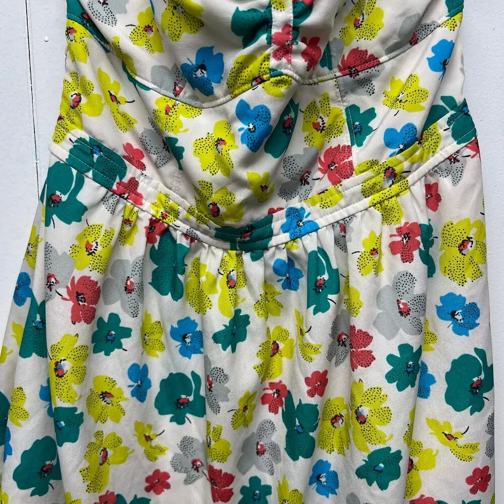 American Eagle Womens Vibrant Floral Halter Mini Dress Size 6 Pockets High Waist - Image 4