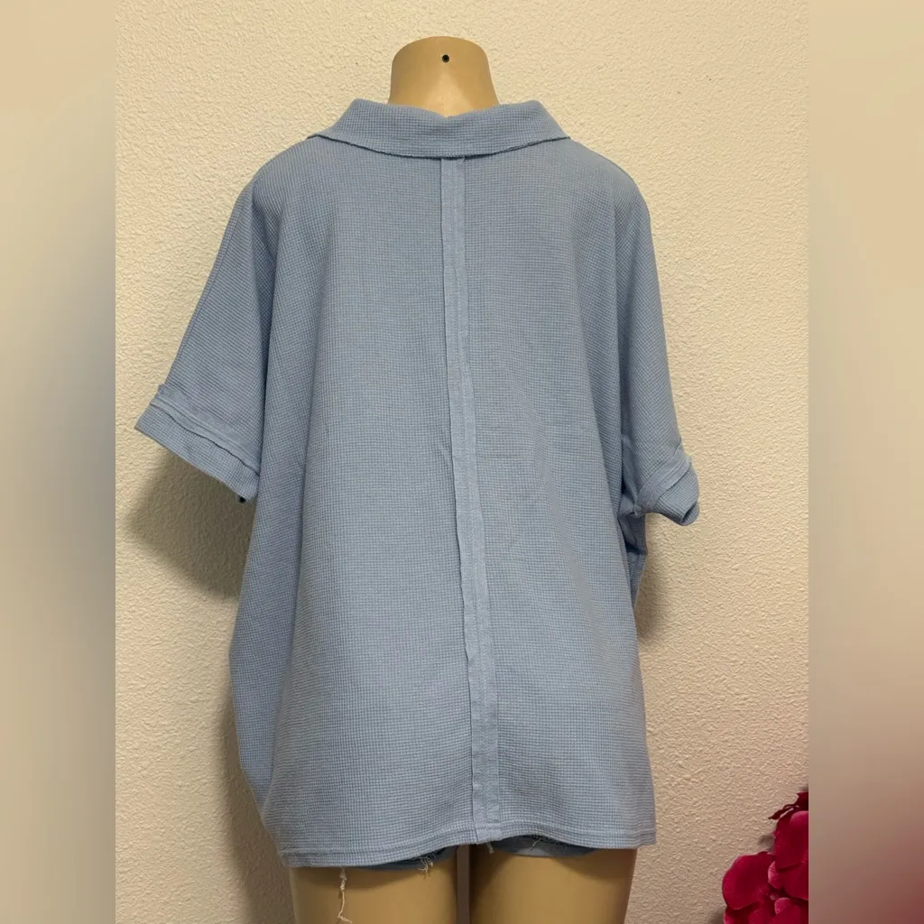 Umgee  Light Blue Button-Down Women's Shirt - Image 2