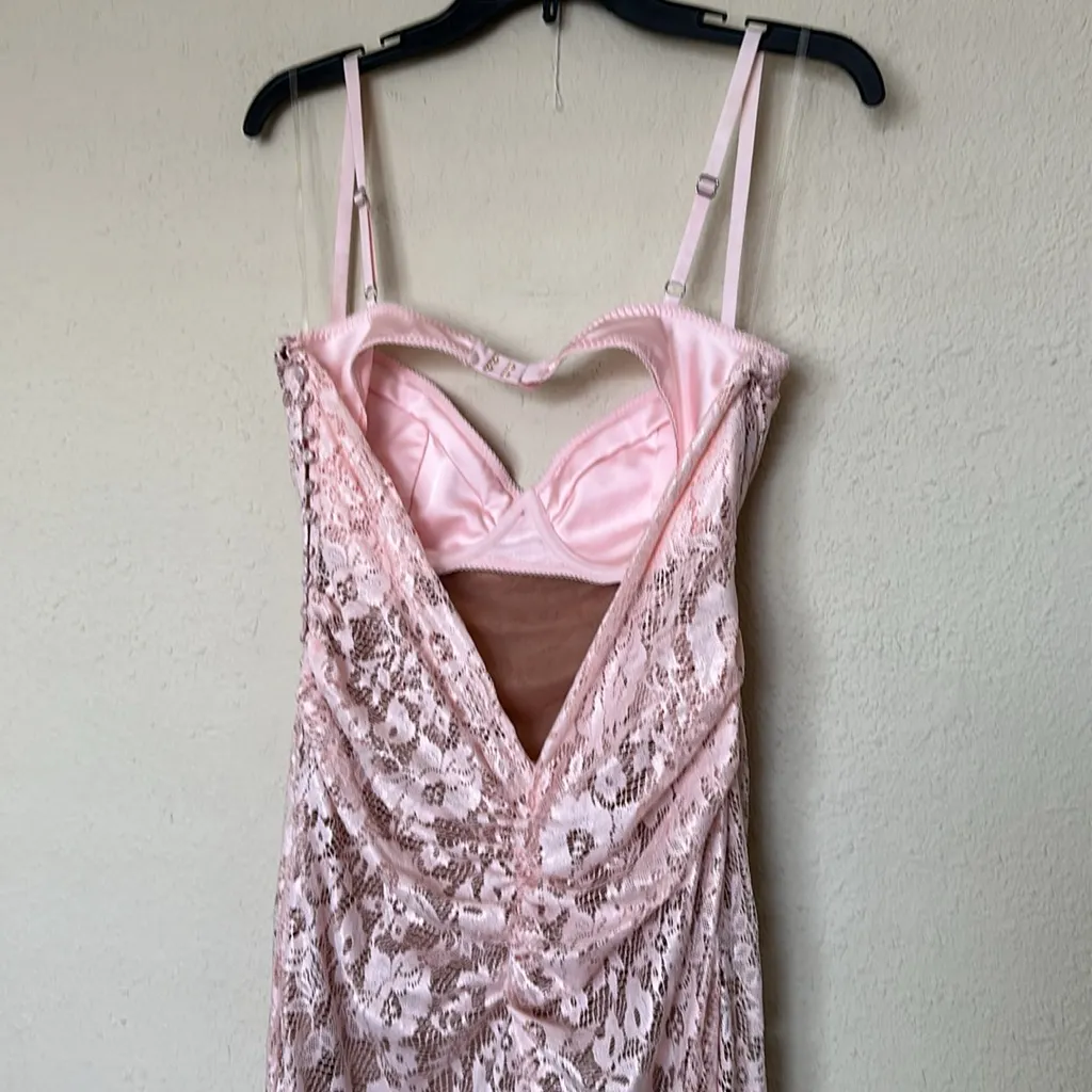 HOUSE OF CB S D-DD ‎  'Azzurra' Rose Pink Lace Godet Gown NWOT size S - Image 8