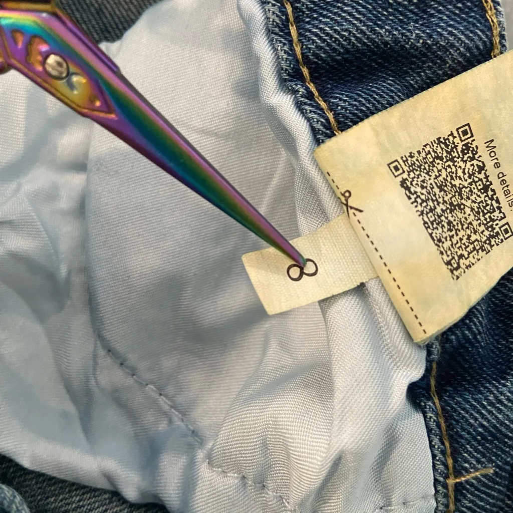 Dazy Size 8 High Waist Wide Leg Zip Up Cotton Blend Medium Wash Denim Jeans Blue - Image 10