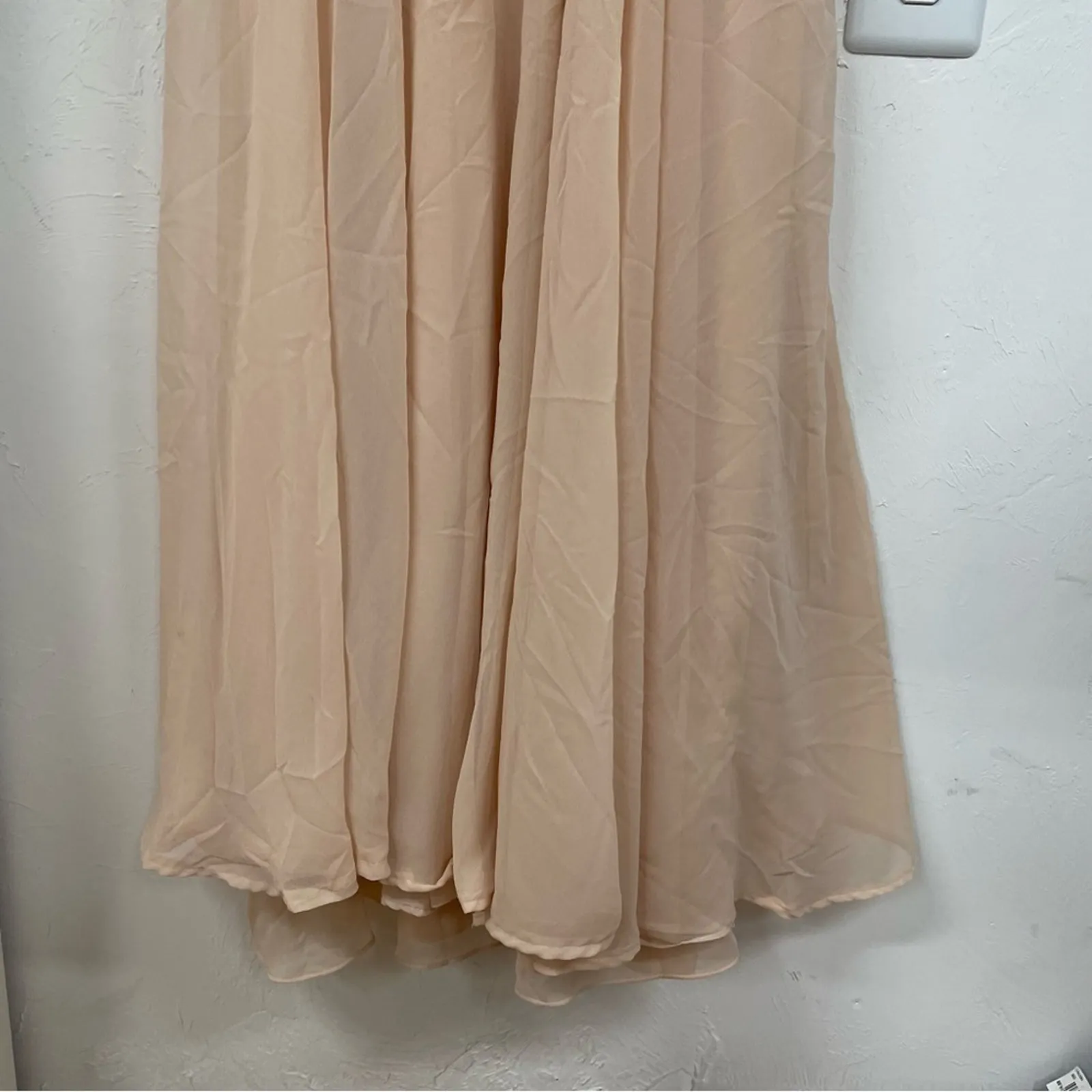 Lulus Pale Pink Sleeveless Chiffon Maxi Formal Dress Womens L Prom Bridesmaid - Image 5