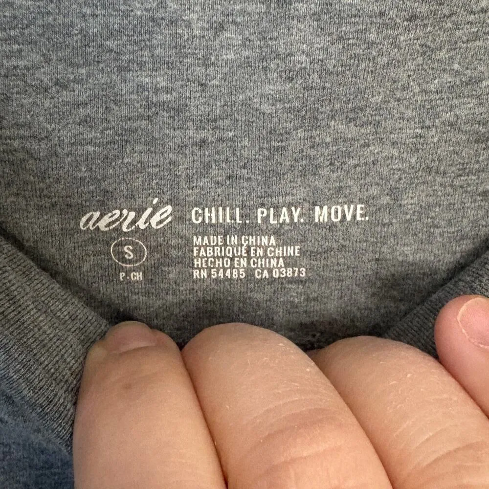 Aerie High-Waisted Keyhole Leg Ankle Leggings Athletic Charcoal Heather Small - Image 3