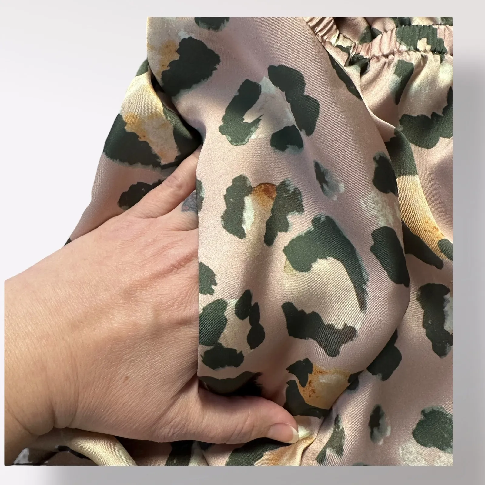 Show Me Your Mumu Blush Pink Cheetah Print Walker Romper Size S Satin‎ Boho NWOT - Image 7