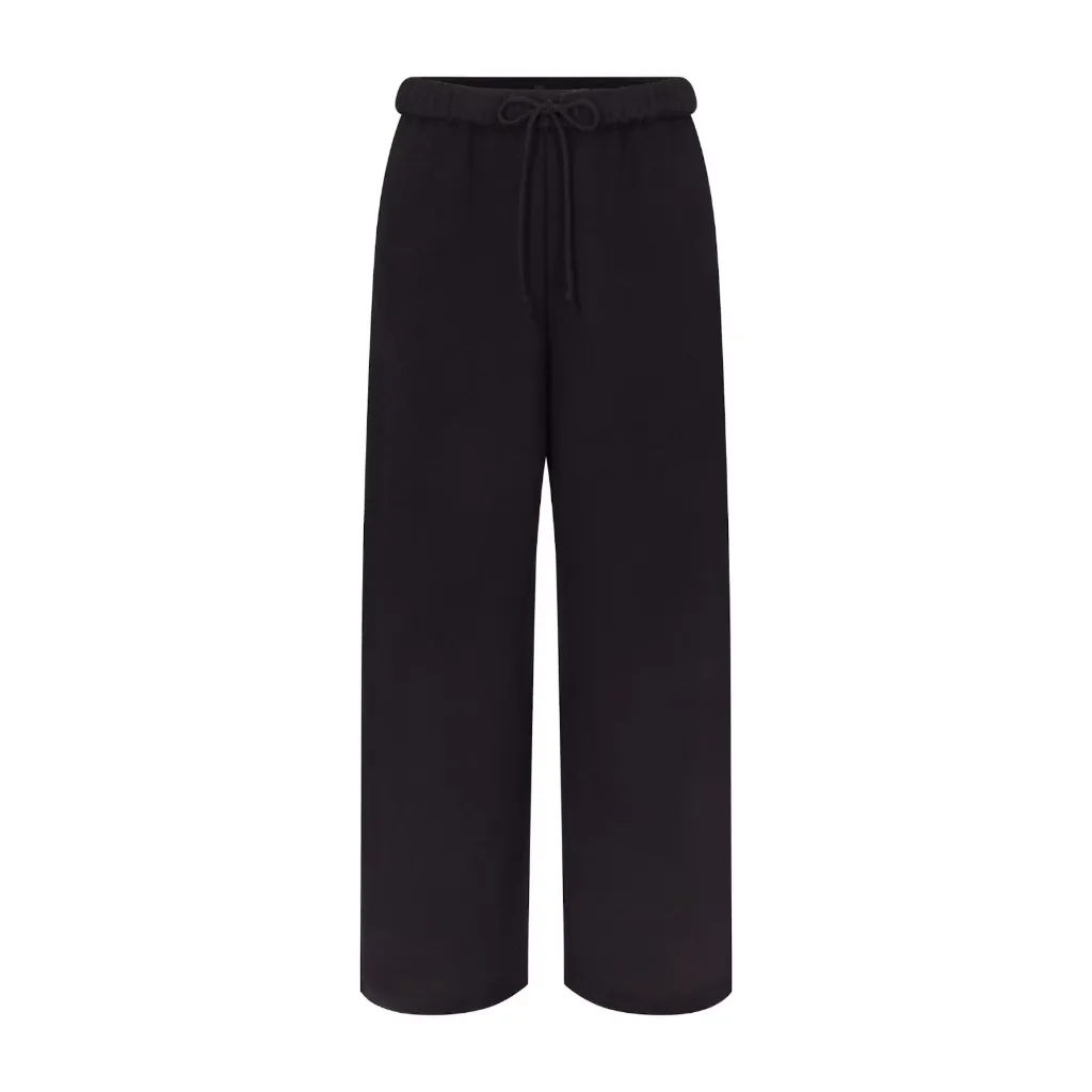 Skims Cotton Fleece Classic Straight Leg Pant in Onyx, Size Small - Image 4