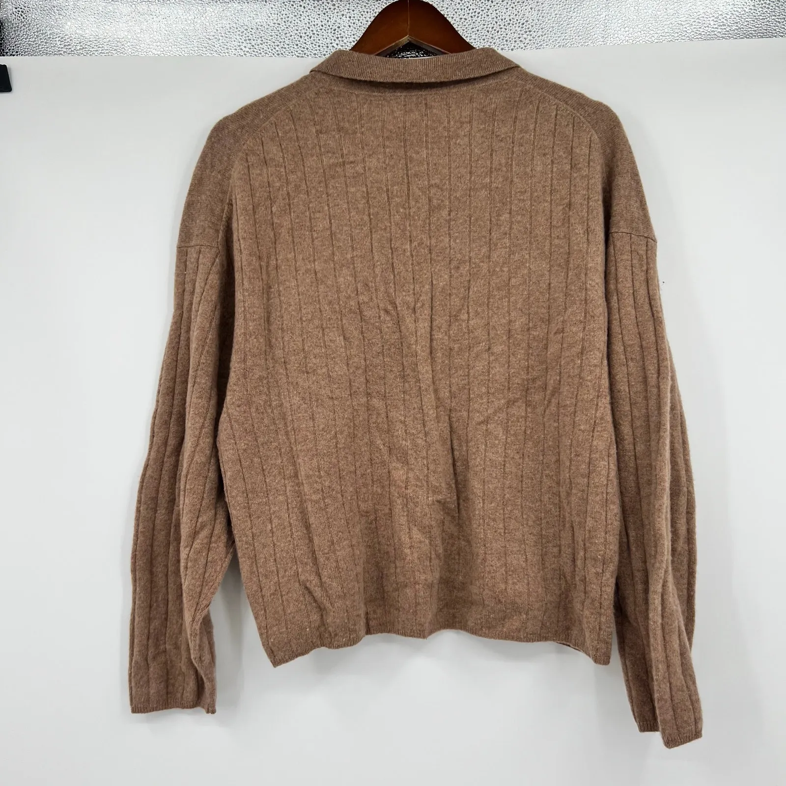 Naadam 100% cashmere brown tan pullover collared sweater women's size medium - Image 2