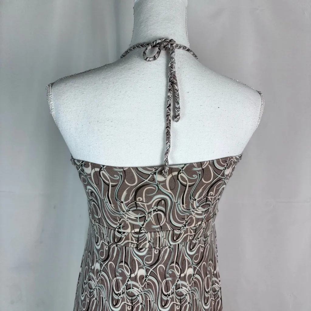 TOAST UK halter neck maxi dress ruched bust and knotted back tie Size M Brown Size M - Image 7