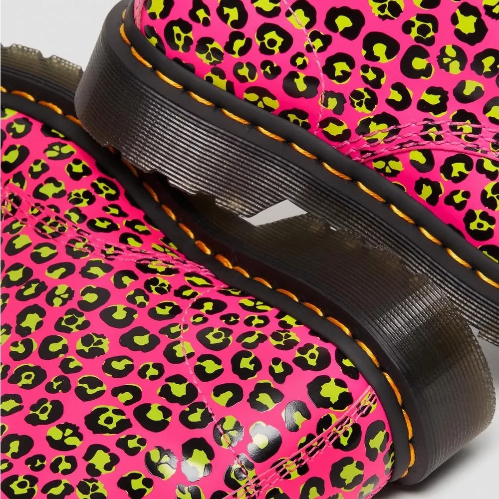 Dr Martens 1460 Leopard Smooth Leather Lace Up Boots, Pink Size 8 New w/o Box - Image 14