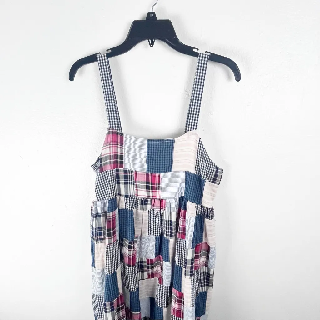 FAIRHOPE Gingham 100% Cotton Pockets Mixed Patchwork Tiered Dress Medium - Image 8